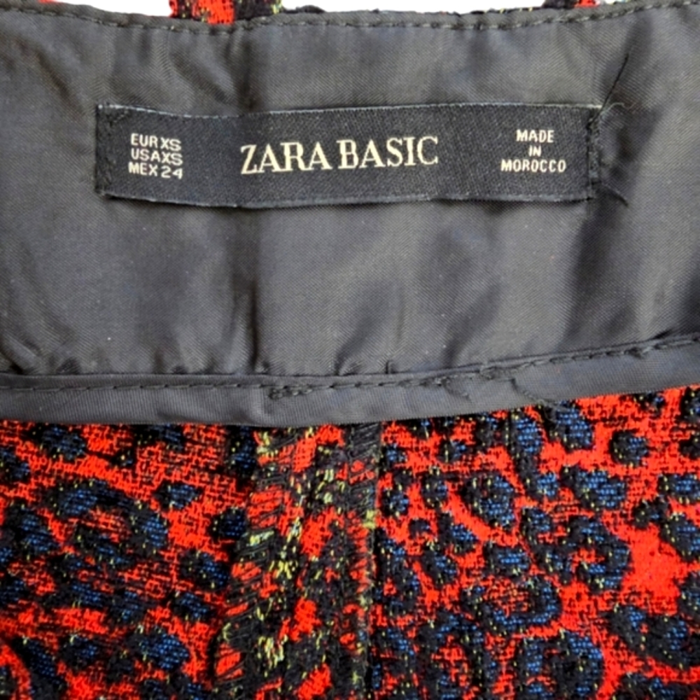 Zara Basic Red / Black Flat Panel Jacquard Dressy… - image 3